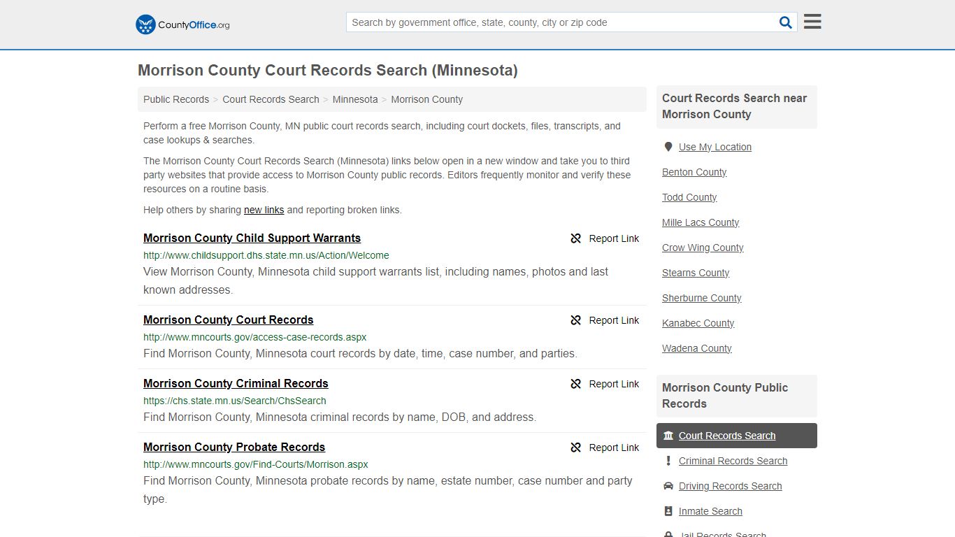 Morrison County Court Records Search (Minnesota) - County Office