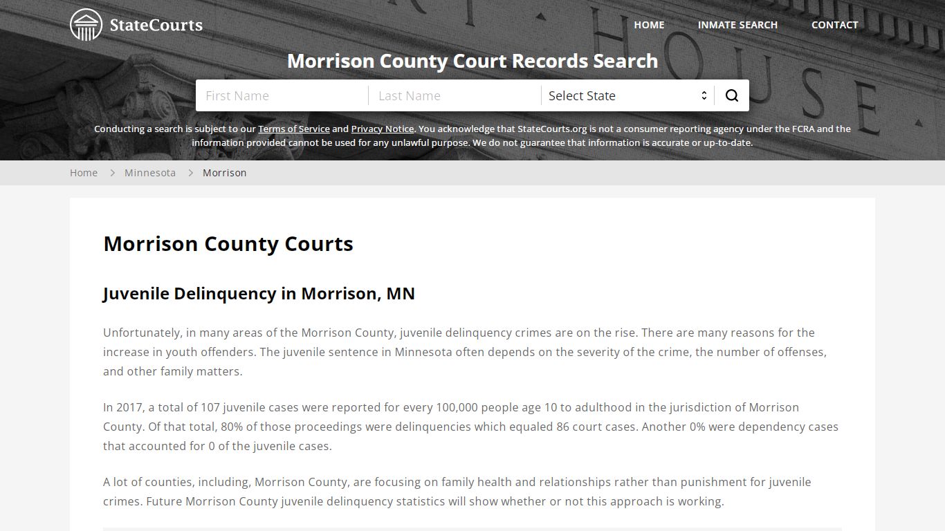 Morrison County, MN Courts - Records & Cases - StateCourts